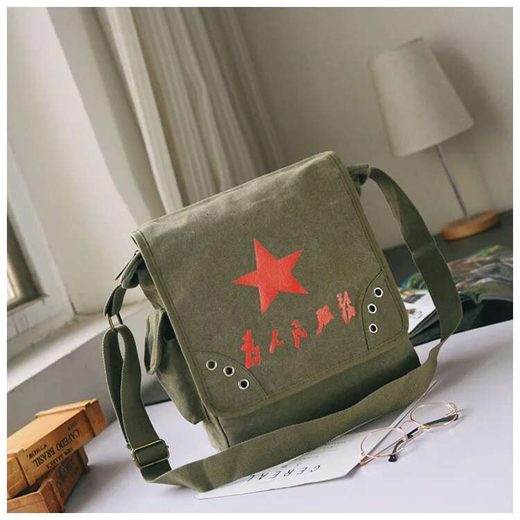 Fashion Chairman Mao Portrait Messenger Single Shoulder Canvas Bag Student Retro Serving The People Characters Nostalgic Bag