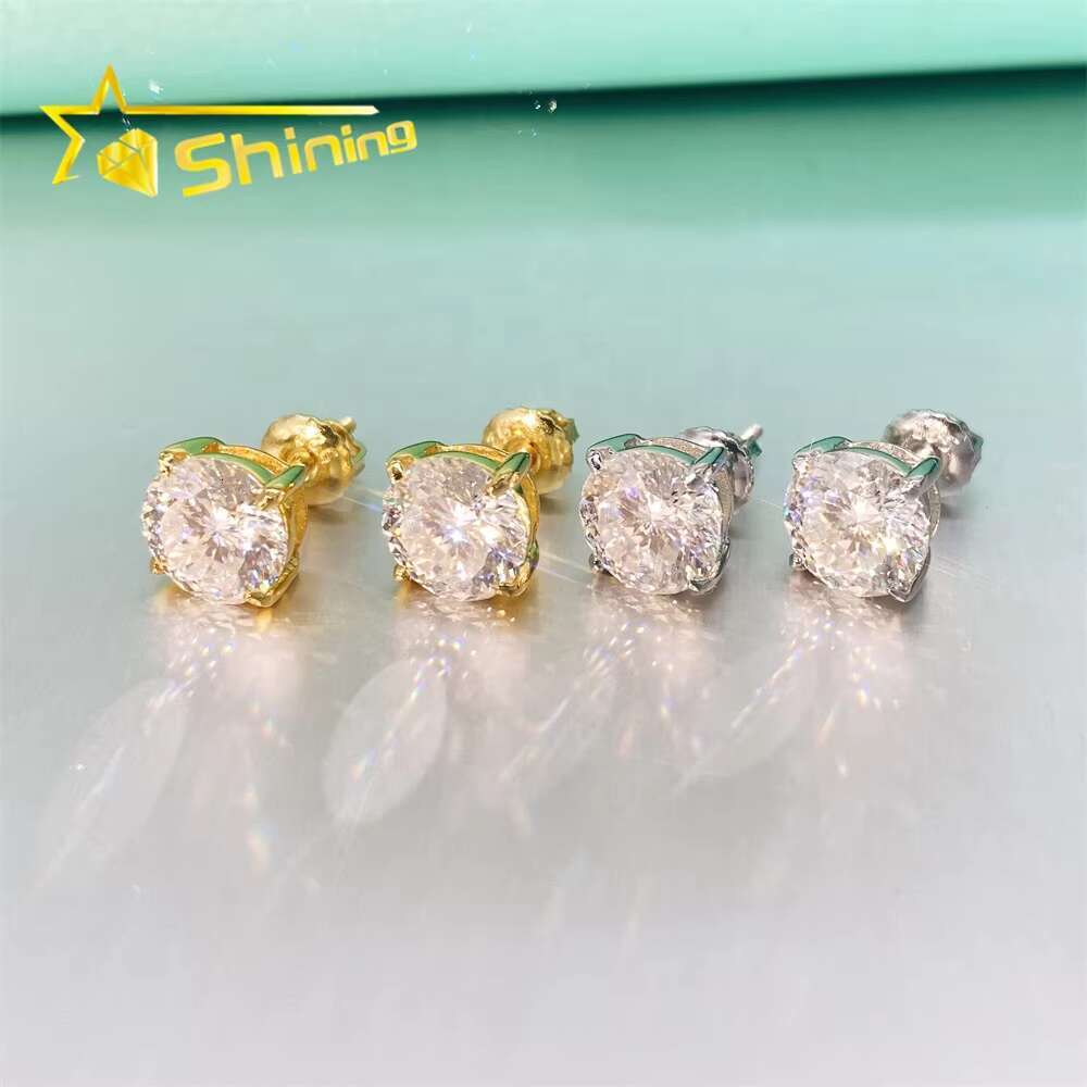 Fine Sterling Sier GRA Certificated Ready to Ship Stock Stud Custom Women Moissanite Earrings