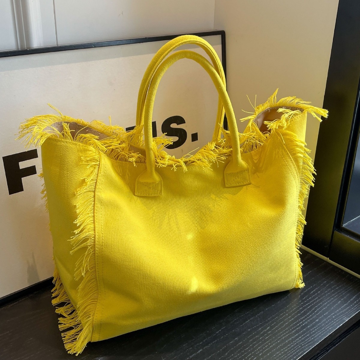 New Beach Large Capacity Shoulder Handmade Tassel Printed Tote Bag