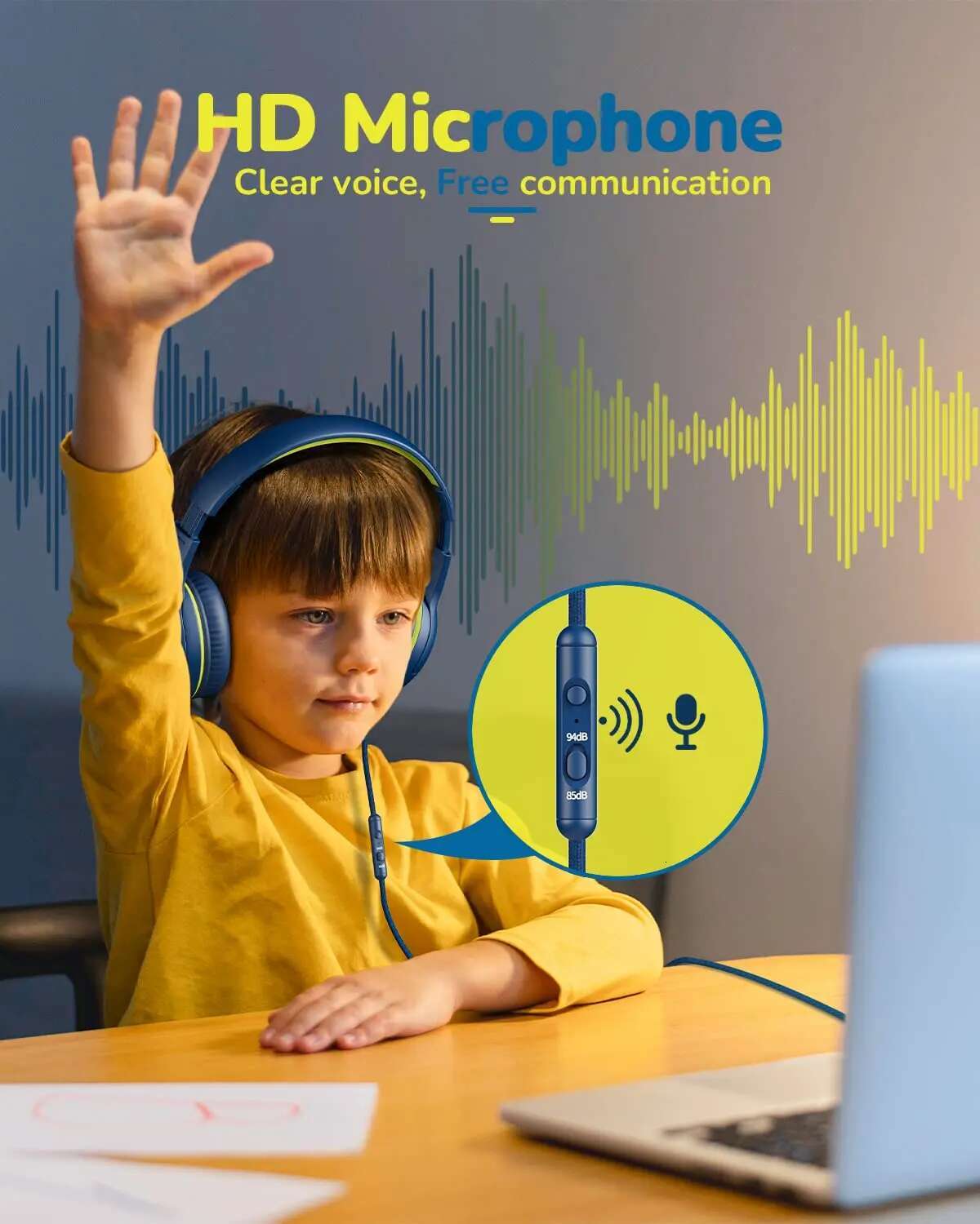 AWATRUE AT2 Headset,3.5mm Surround Stereo Gaming Headphones with Mic Soft Memory Earmuffs PC,Laptop,Kids for School Toddler
