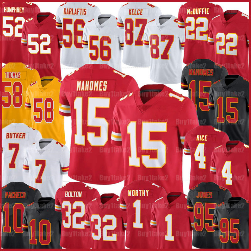 Patrick Mahomes Travis Kelce Isiah Pacheco Football Jersey Chris Jones Xavier Worthy Harrison Butker Nick Bolton Trent McDuffie Creed Humphrey Kareem Hunt Thomas