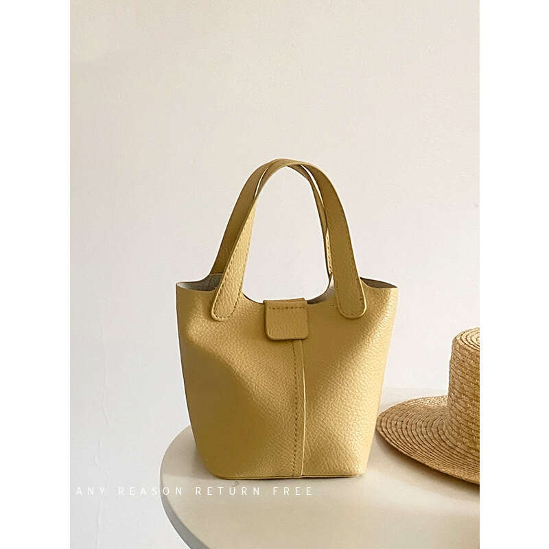 Women's PU Soft Leather Handbag Small Summer New Trendy Ins Casual Bucket Versatile Shoulder Crossbody Bag