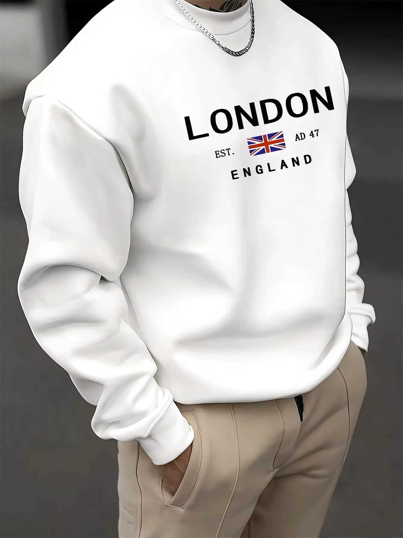 2025 New Mens London England Pattern Print Cotton Sweatshirt For Men Autumn Winter Long Sleeve Pullover Casual Oversized Tops W251106