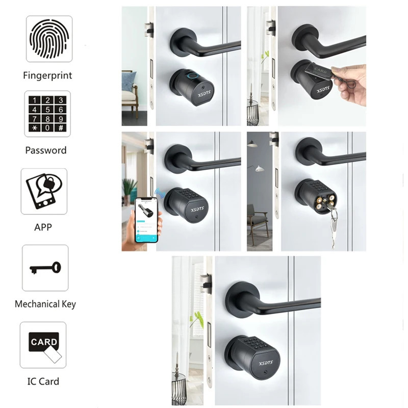 Tuya APP Fingerprint Cylinder Electronic Smart Door Lock Digital Keypad Code Key Card Remote Control Adjustable Home Apartment 250402