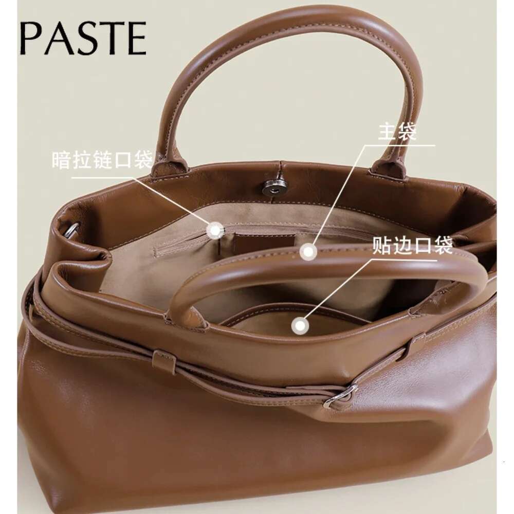 New Outsizes 38Cm Large Tote Glossy Oil Wax Cowhide Leather Women Top-Handle Handbag Wine Red Color Female Shoulder Bag