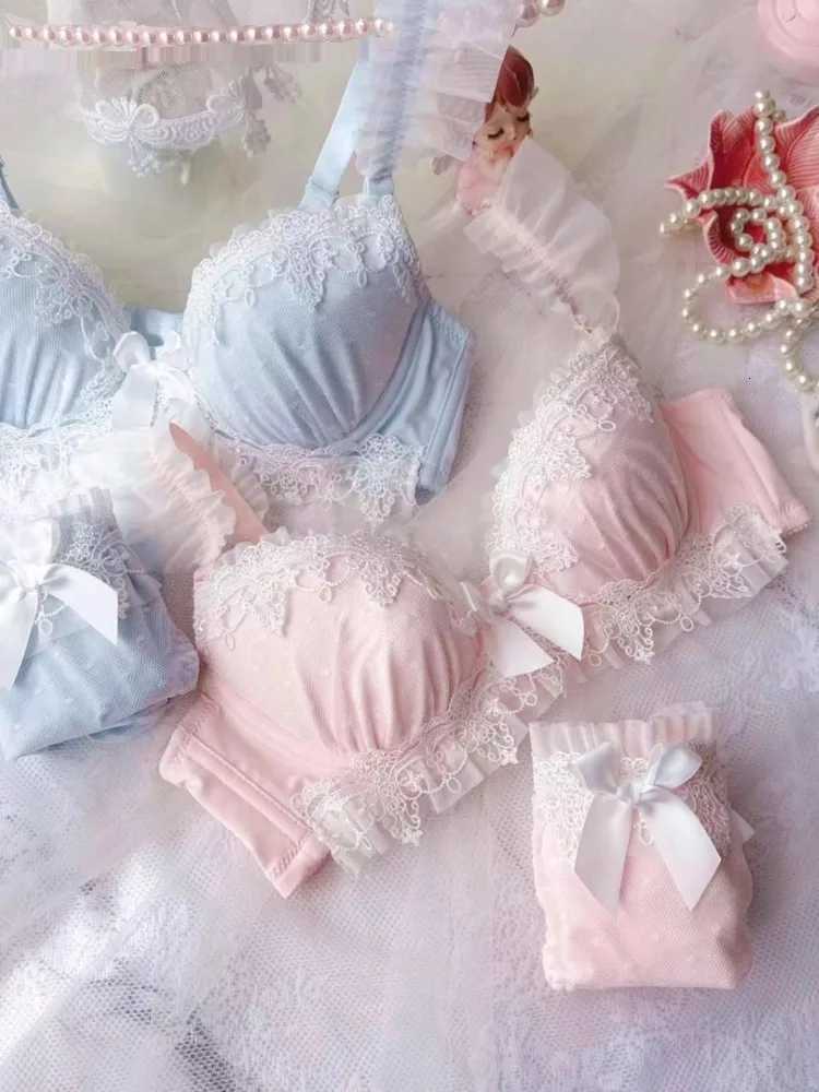 YUQI Sexy Japanese Sweet Bra Set G Cup Large Cup Womens Underwire Heavy Lace Thin Cup Comfort Pure Sensual Lingerie push upXJ251106