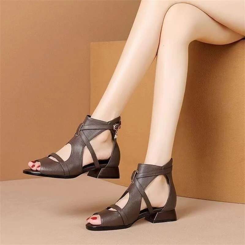 2025 Summer New Women's Lace up Beach Designer Fashion Zipper Flat Shoes Women's Wedge Sandals