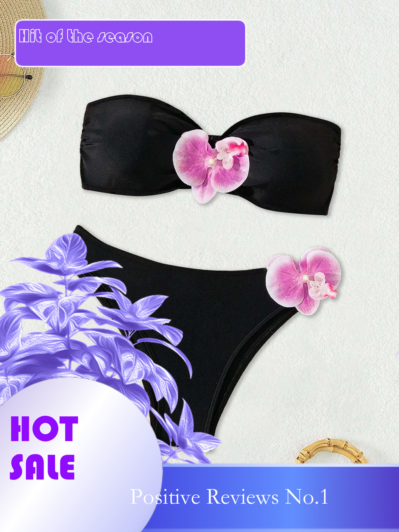 Dongdumaoyi Sexy Black D Floral Designer Bikinis Sets Women Bandeau Push Up High Waist Swimwear Summer Bathing Suit Two Piece Swimsuit