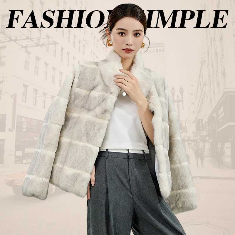 Designer woolen coat 100 Natural Womens Real Rabbit Fur jacket Hair Fur Coat 2025 New Winter Jackets Warm Elegant Outerwear Female Luxury CoatsY251106
