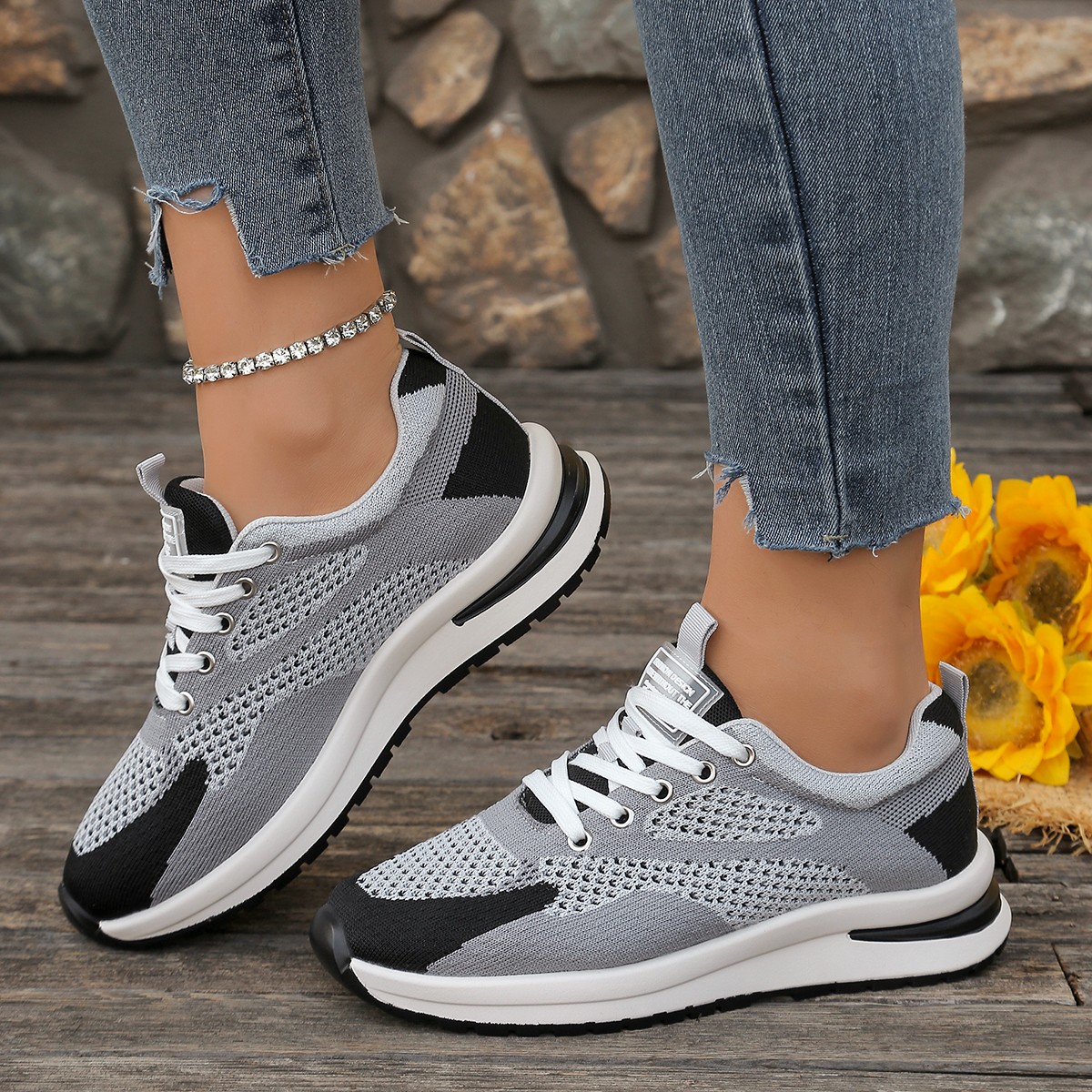 Breathable Mesh Sneakers for Women Spring Autumn Comfortable Lightweight Running Sports Shoes Woman Lace-Up Platform Female
