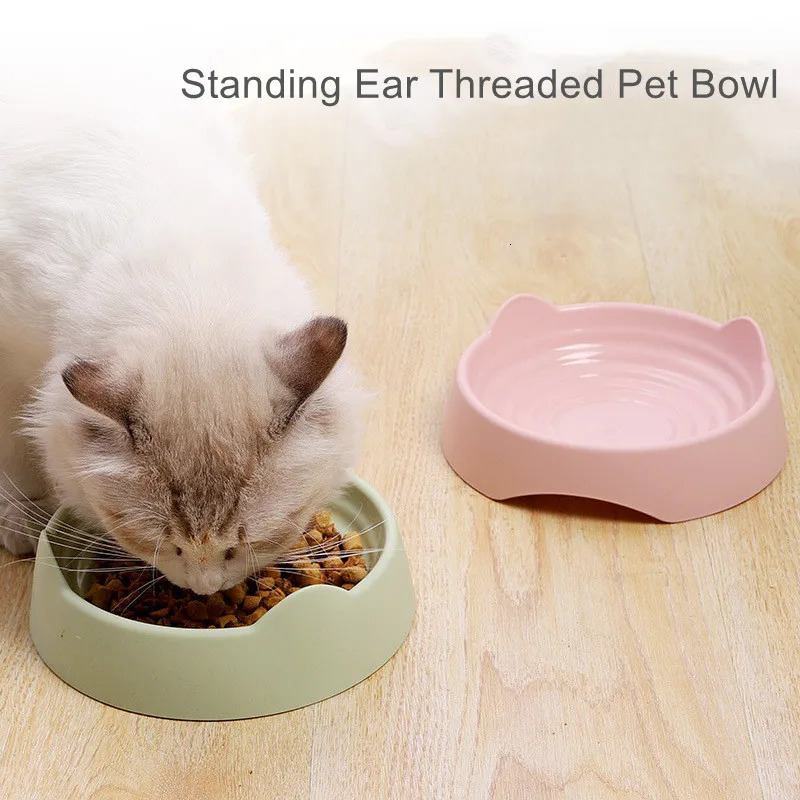 Pet dogs cats food bowls cat water bowls durable plastic vertical ear threaded pet bowls 250403
