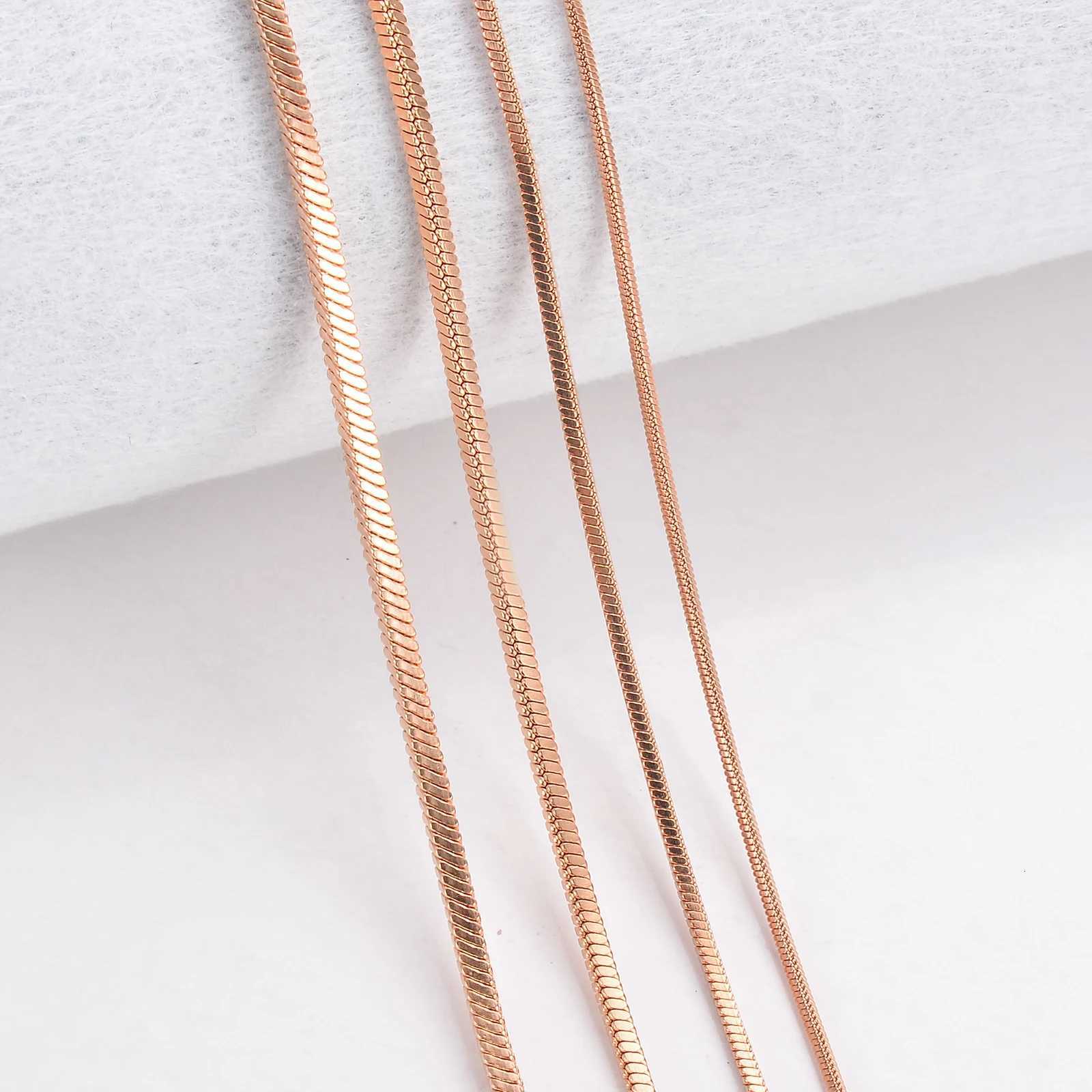 1 piece Rose Gold Color Square Snake Chain Wen Necklace Jewelry 316 Stainl steel Necklace chain Width 09/12/15/2mmW251106