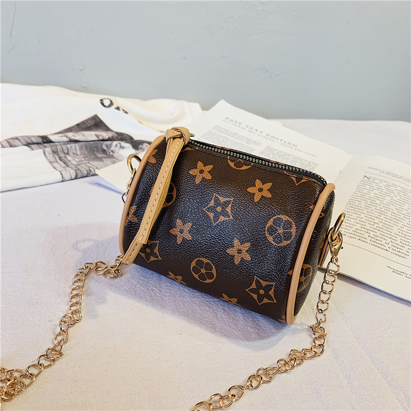 Free shipping Children's bag Children's crossbody bag pu printed bucket bag Cute girl's shoulder bag 2025
