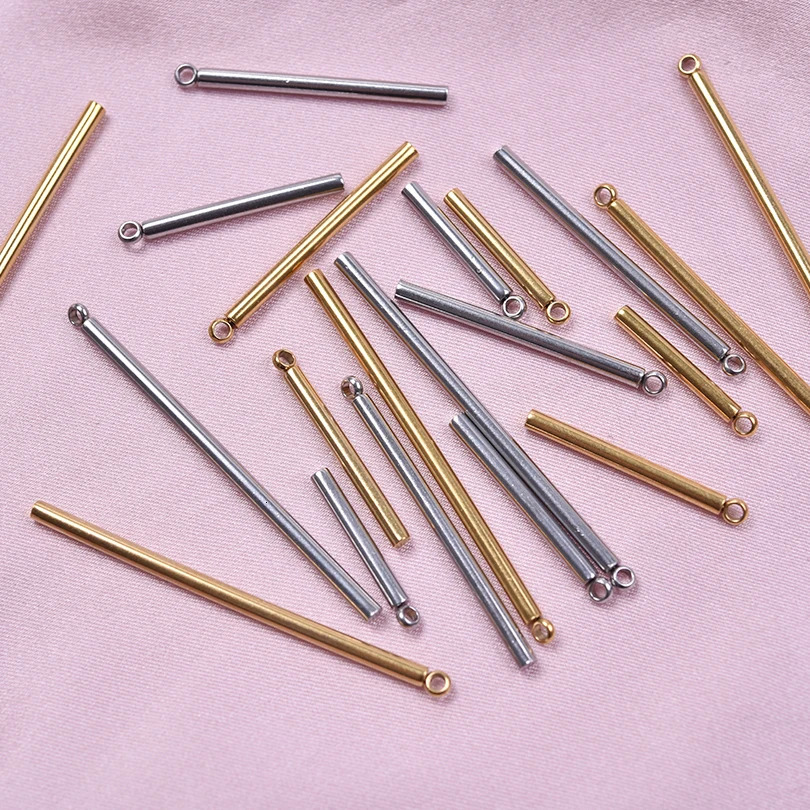 10 piecesbatch cylindrical stainless steel pendant charm DIY jewelry making accessories necklace earrings 250325