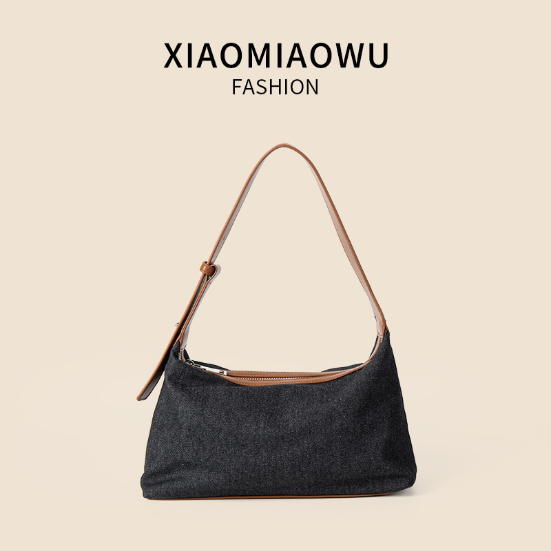 2025S New Model Designer Korean Version Summer New Denim Casual And Artistic Hand Held Shoulder Bag Women S High End PU Niche Style Armpit Bag Totebag