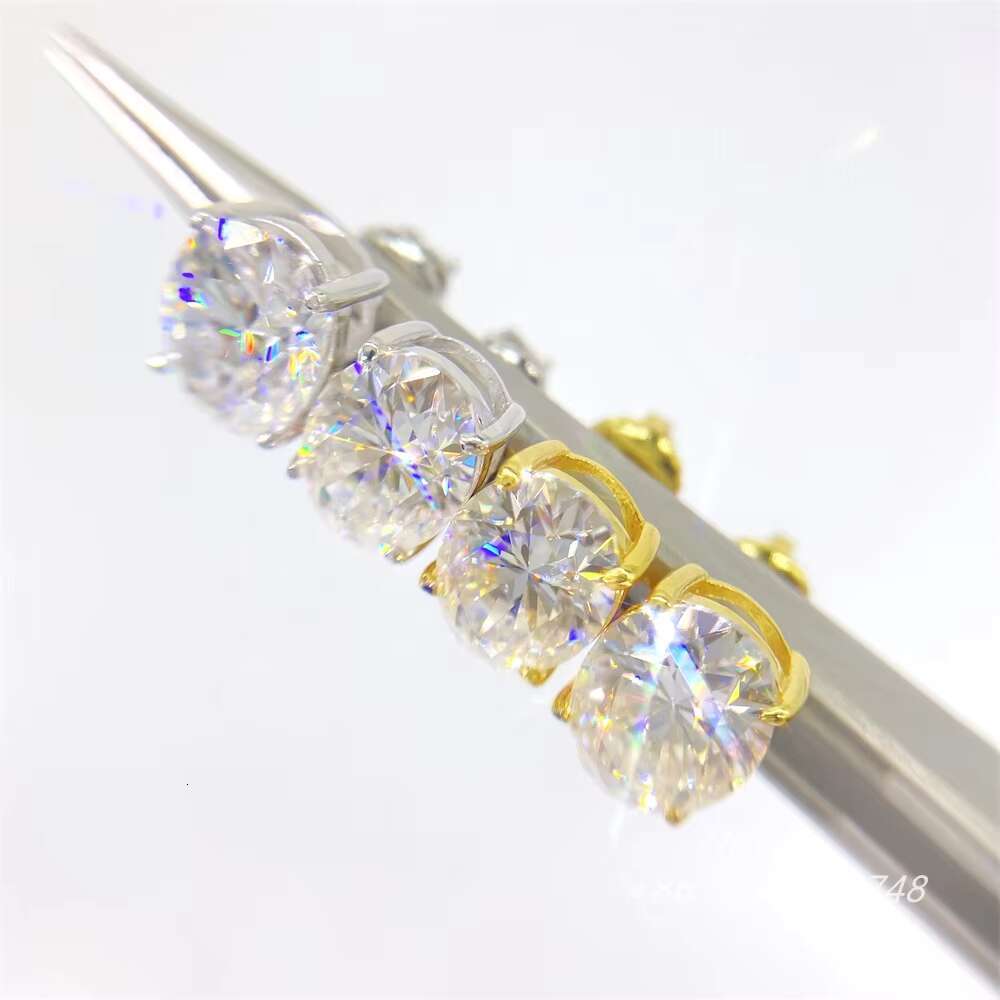 Pass Diamond Tester Oval 5*7mm 7*9mm Cut Silver 925 Men Hip Hop Sterling Silver Moissanite Earrings