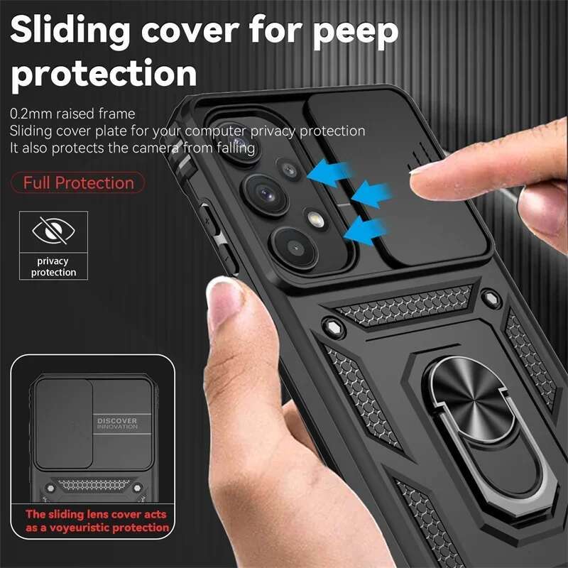 For Samsung Galaxy A14 A24 A54 A34 A05 A05S A15 A35 A55 A26 A36 A56 Case Ring Holder Shockproof Coque Lens Protect Cover