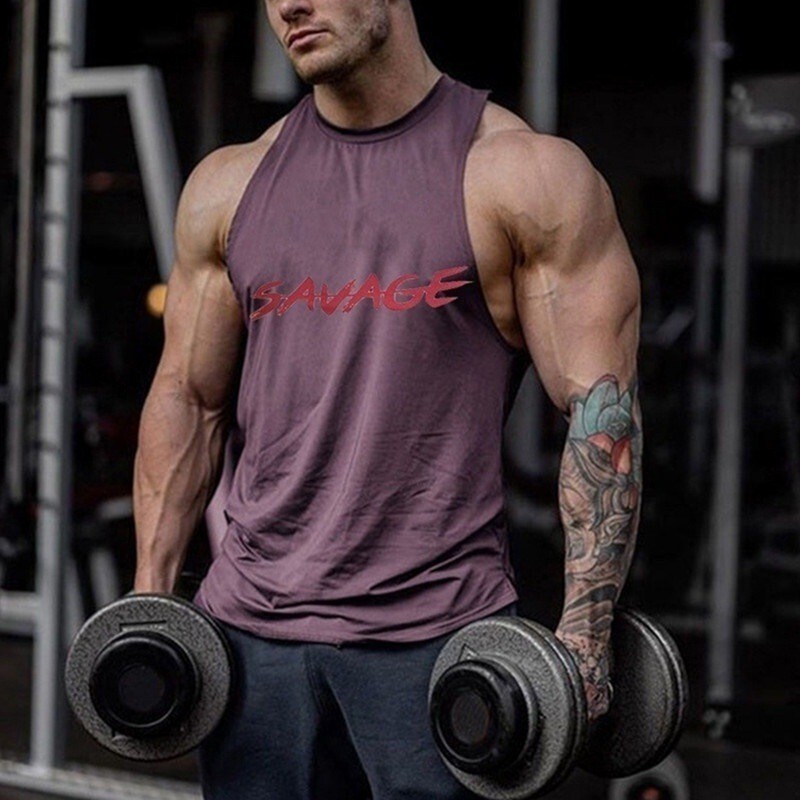 Mens solid color U-neck sleeveless casual sports gym plus size sports tight vest for men