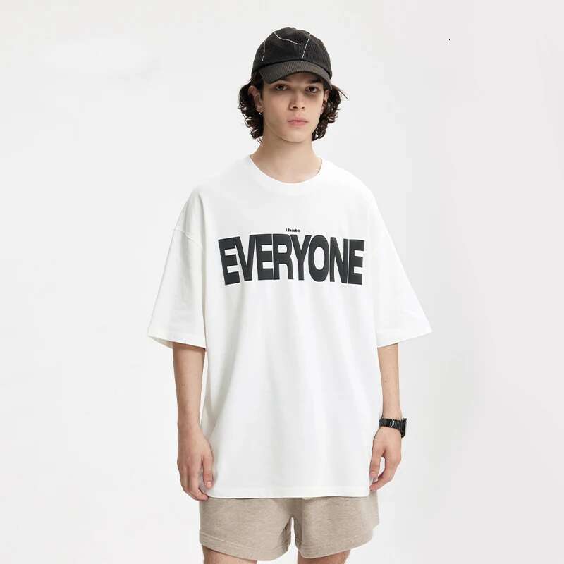 265G Foam Print T-Shirt Loose Fit American Streetwear Tee Trendy Heavyweight Short Sleeve