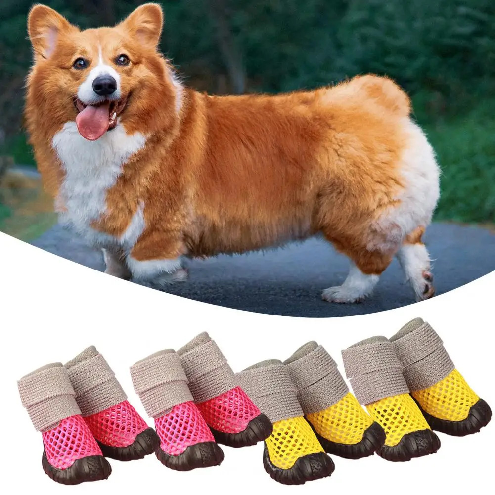4Pcs Cute Pet Foot Cover Breathable Waterproof Multi-purpose Summer Puppy Dog Teddy Shoes 250402