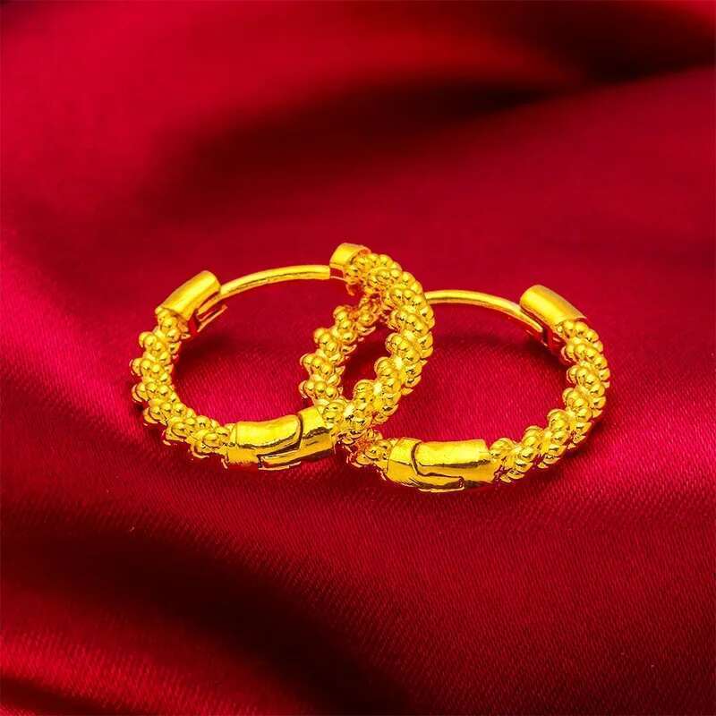 Real Twist for Women Girlfriend Wedding Birthday Gift Gold Color Earrings Fine Jewelry Gifts Not Fade