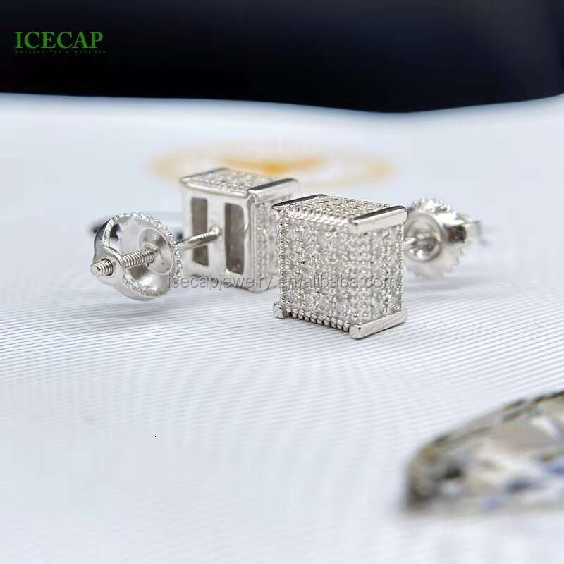 New Arrivals Fine Jewelry Bling Luxury 925 Sterling Silver Iced Out D VVS1 Moissanite Diamonds Hiphop Mens Stud Earrings