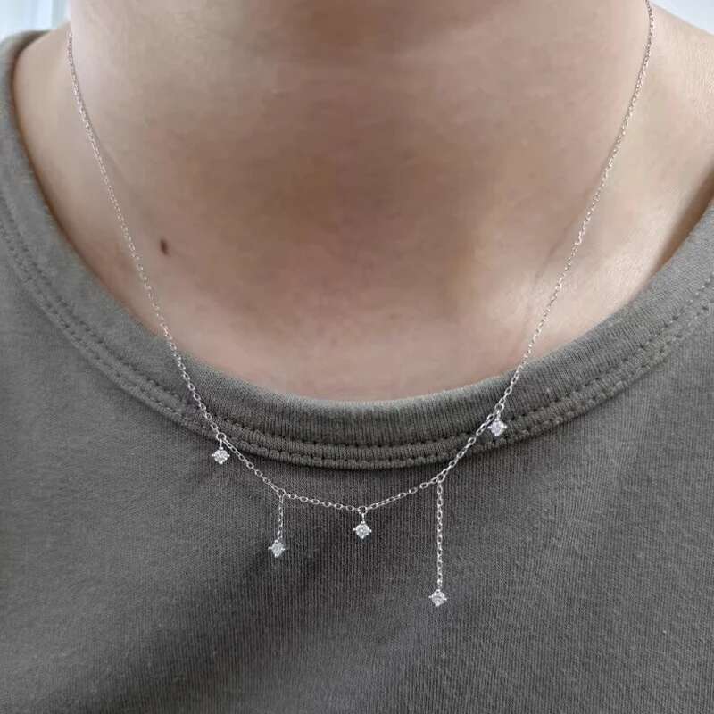 Sterg Sier Zircon Star Charms For Women Choker Elegant Gold Plated O-Chain Necklace Wedding Jewelry