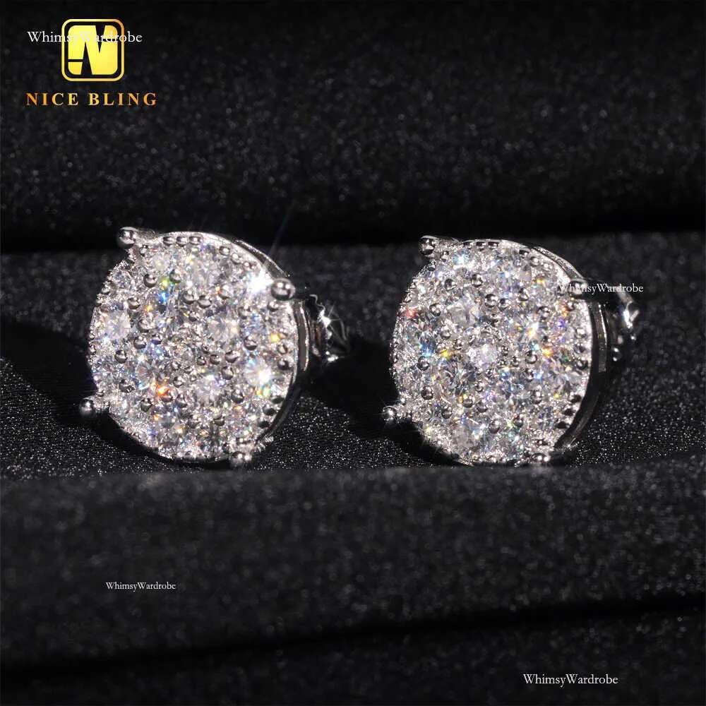 Men Style Stocks Pass Dia Tester GRA Certified Iced Out Sier Jewelry VVS Moissanite Stud Earrings