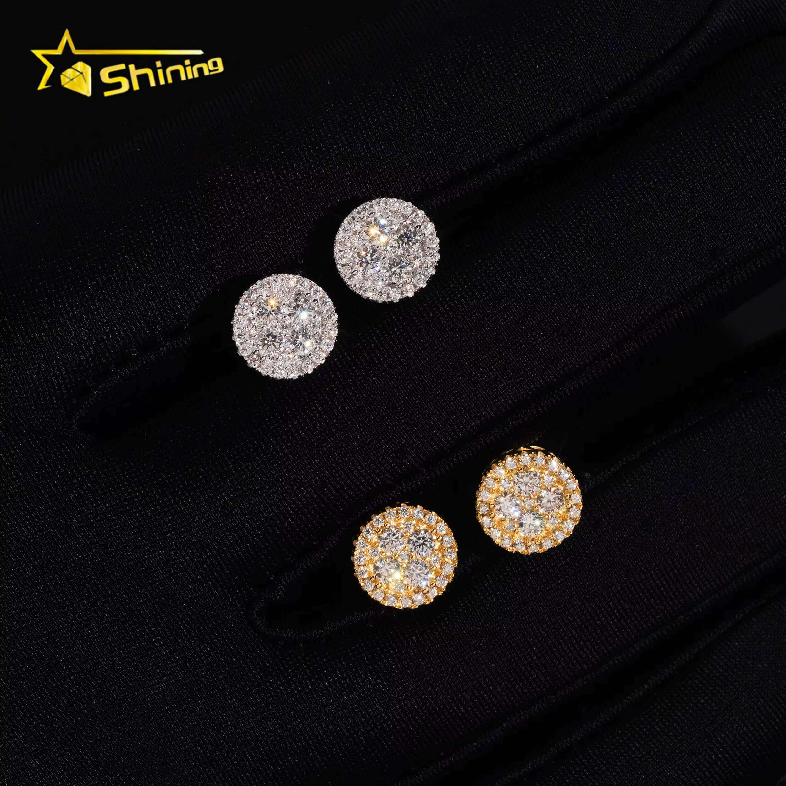 Cheapest RTS Stud Earring Fine Jewelry Gold Plated Sterling Sier Iced Out VVS Moissanite Screw Back Earrings