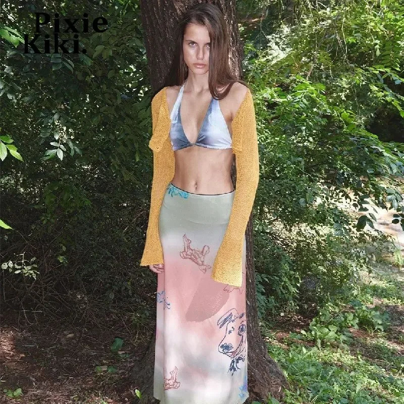 PixieKiki Y2k style long Maxi womens clothing cute core cartoon gradient pink print summer womens clothing P33-BE17 250402