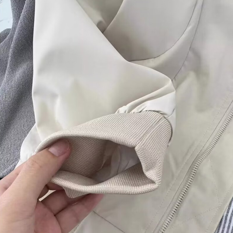 Men's Casual Shirts Men's Beige Bomber Jacket with Plaid Shirt Layered Style - Casual Fashion Zip-Up Bomber Coat, Versatile Outerwear for Sp