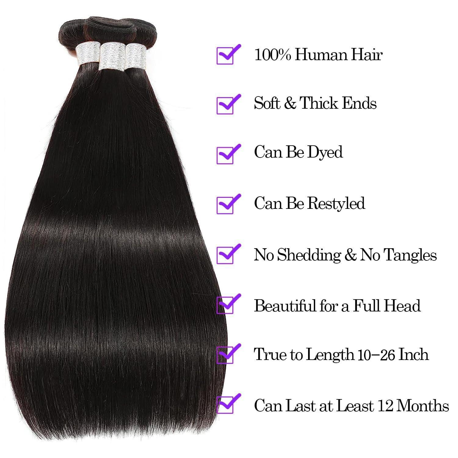 10-26inch Straight Hair Bundles Remy Human Hair 100% Unprocessed 10A Brazilian Virgin Human Hair Extension
