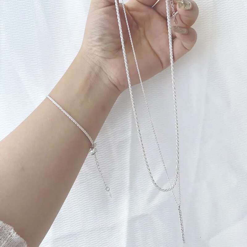 S Sier Double Layer O-Chain Sparkg Clavicle Zircon Pendant Necklace Female Fashion Simple Unique Design Fine Jewelry