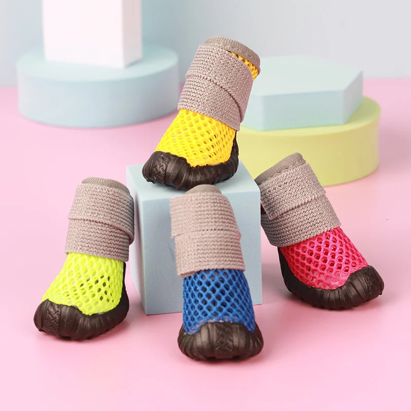 Summer Dog Shoes Breathable Mesh Small Dog Shoes Anti-slip Puppy Shoes for Chihuahua Teddy Boots 250402