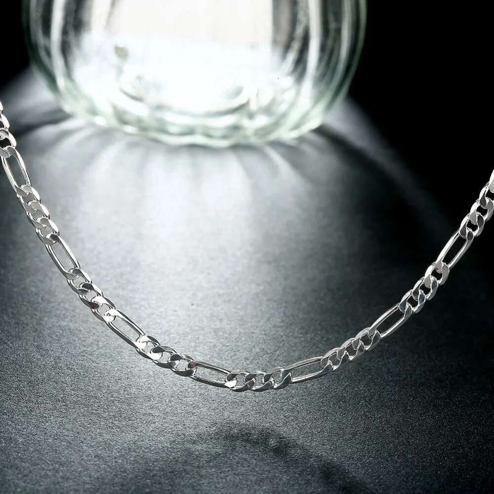 40-75cm Sier 4mm Figaro Chain For Women Men Long Necklace Hip Hop Jewelry Gift