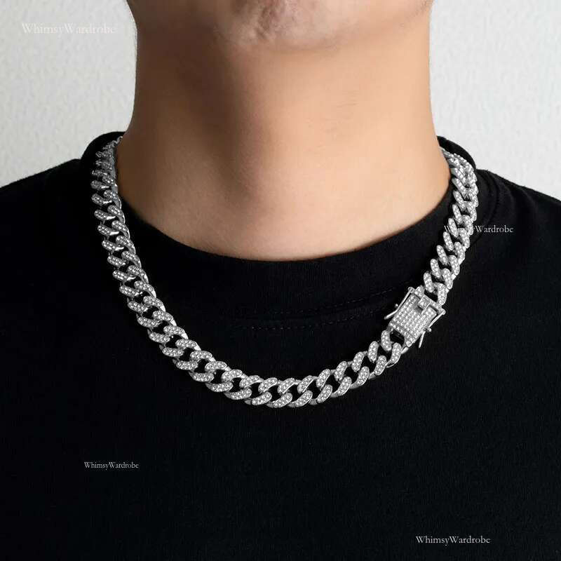 Fashionable designer brand hip-hop Cuban waterproond washable high-end birthday gift 13mm ultra wide retro necklace
