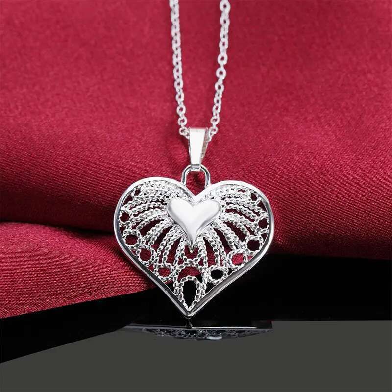 Fashion Sterg Sier 18-24 Inches Fine 25MM Heart Necklace For Charm Women Wedding Party Favors Jewelry Accessories