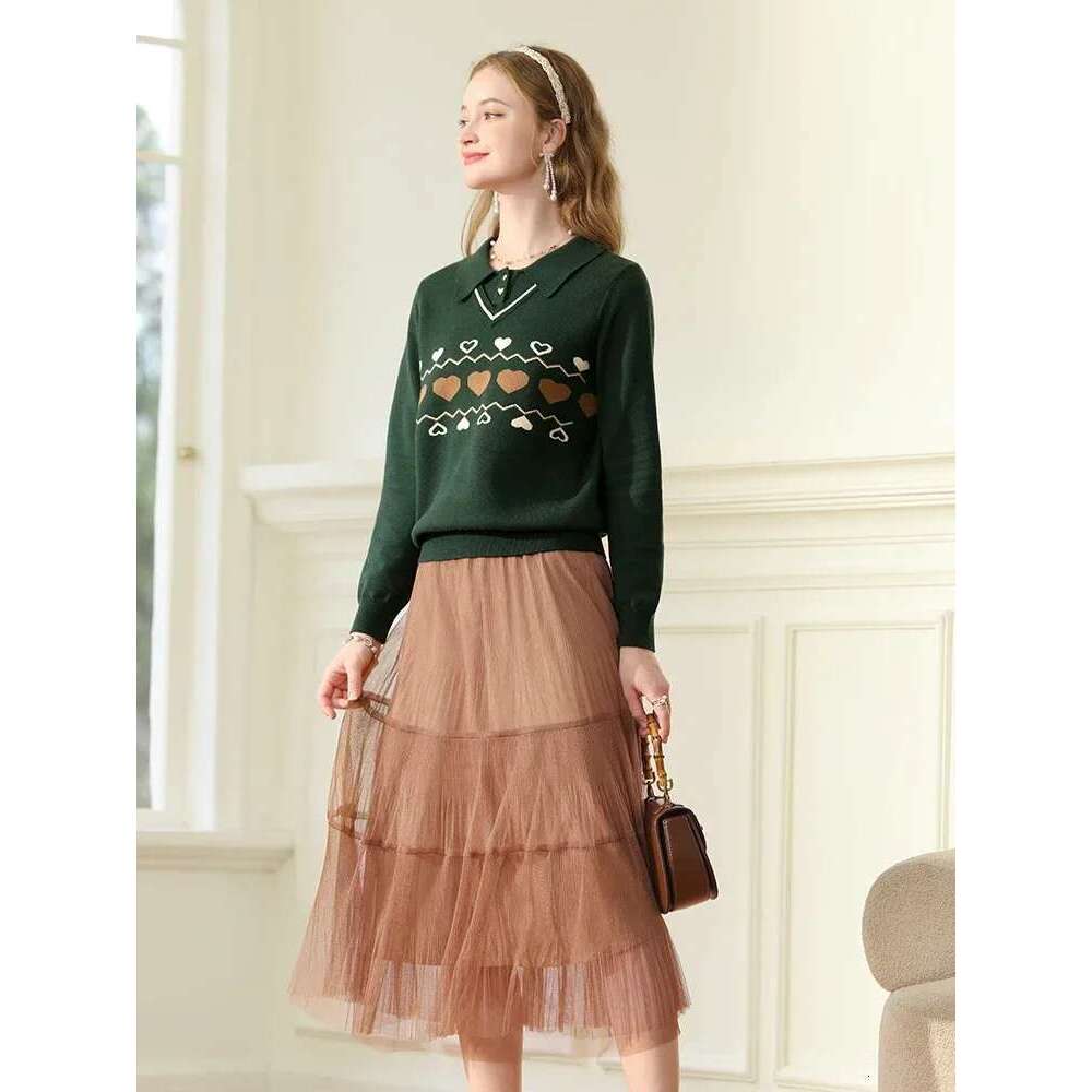 Polo Collar Fake Two Soft Lazy Women Sweater Autumn New Loose Preppy Style Knitted Cozy Pullover