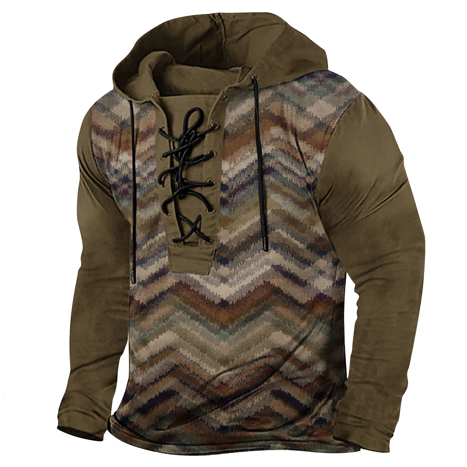2024 New Spring Mens Tether Digital Printed Hoodie Long Sleeve Large T-shirt