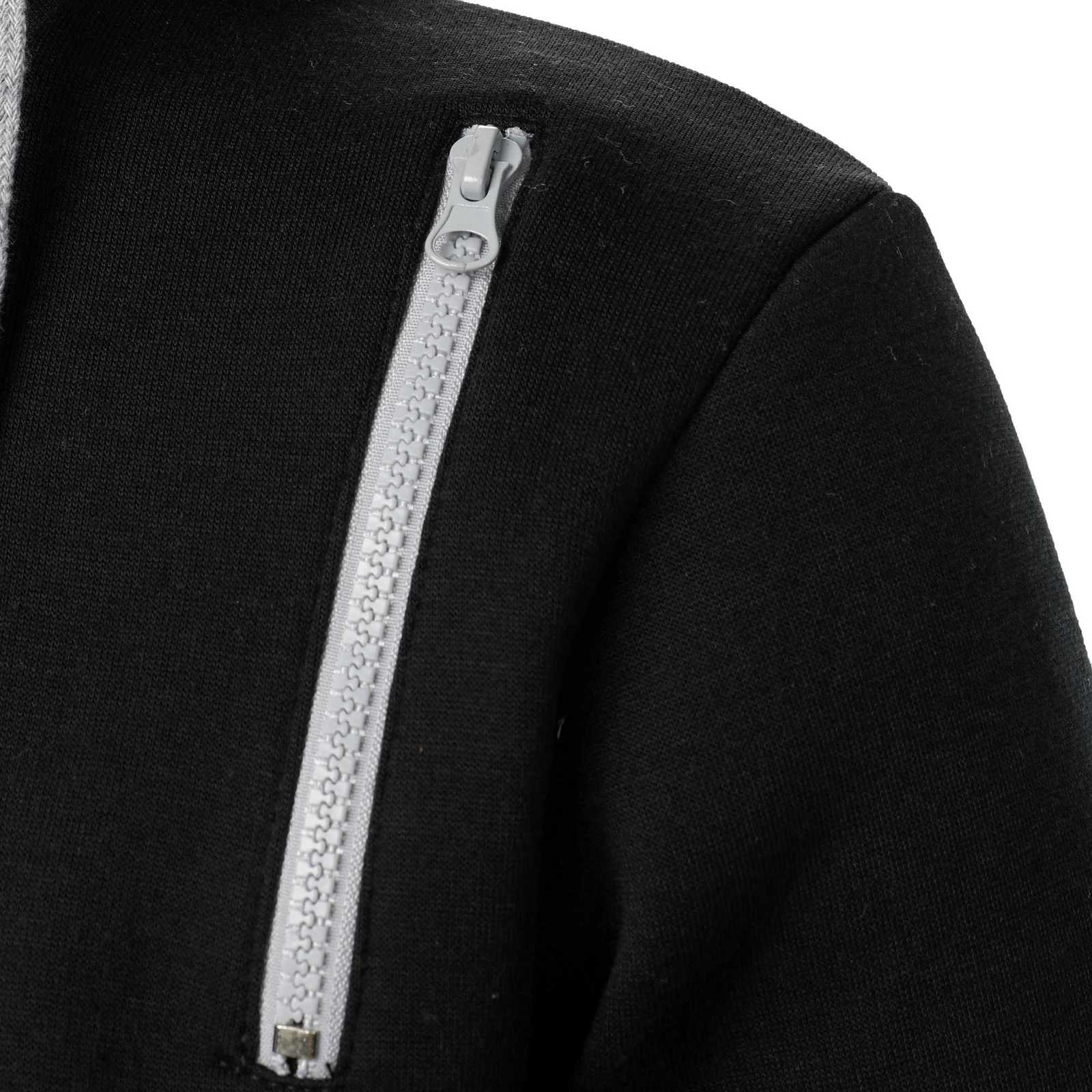 Autumn and winter mens casual sports color matching zipper hoodie W251106