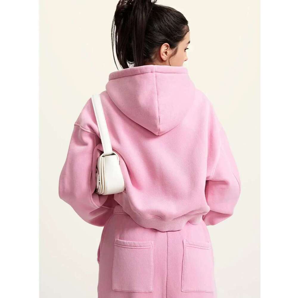 Women's Fashion Short Skirt Suits Winter Thicken Fleece Cotton Retro Cardigan Oversized Female Warm Hoodie