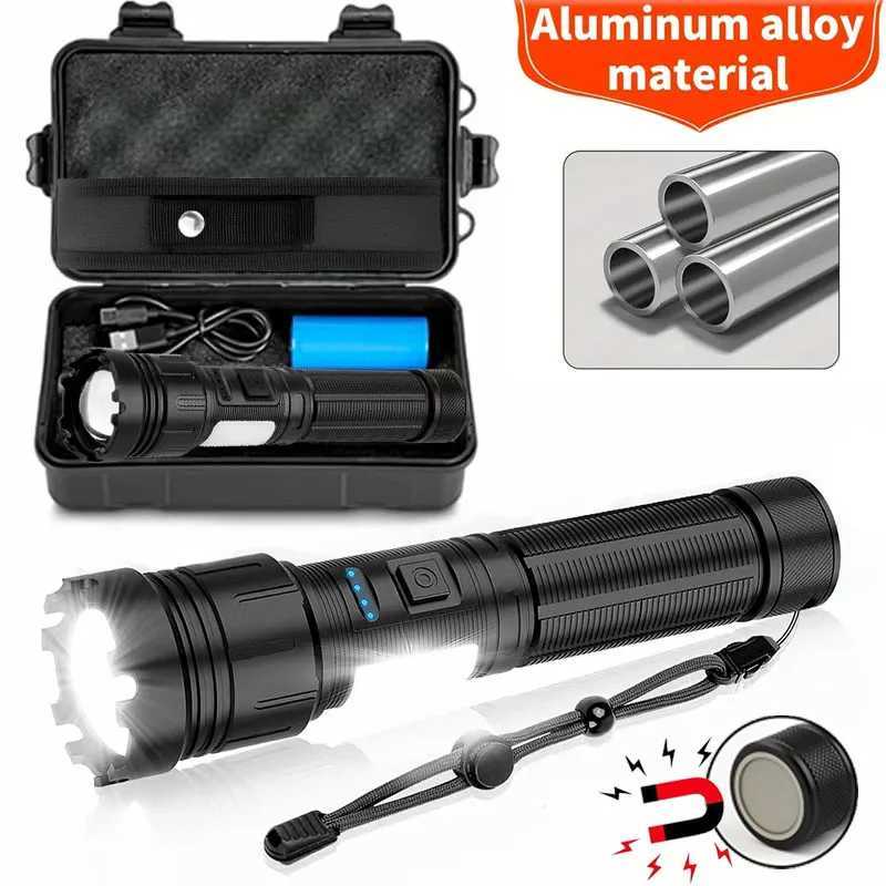 Rechargeable Magnetic LED Flashlight Multi-function Ultra-bright Flashlight 7 Modes With COB Light Telescopic Zoom For CampingW251106