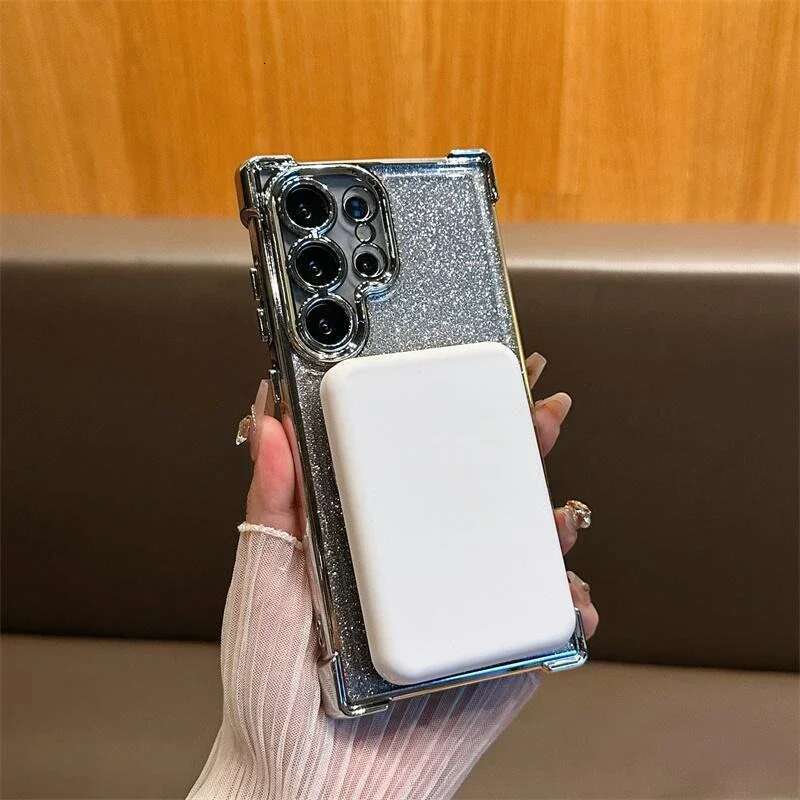 Magsafe Holde Glitter Case for Samsung Galaxy A24 A55 5G A53 A54 S24 Ultra S23 FE S22 S21 S20 Plus Shockproof Clear Cover
