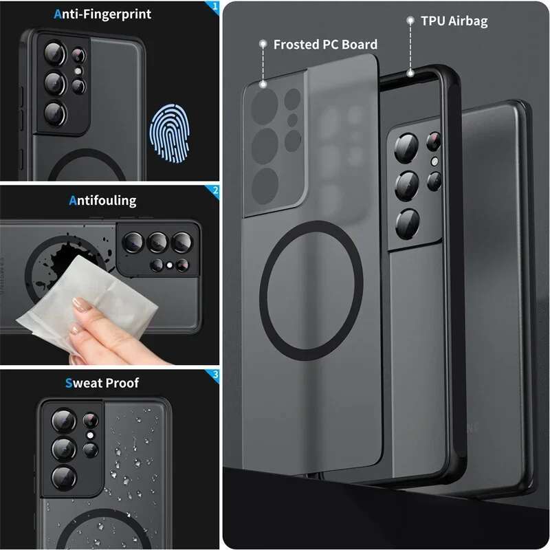 Matte Magnetic For Samsung Galaxy S25 S24 S23 S22 S21 S20 Ultra Plus FE A54 A53 A13 Note 20 10 5G Case Wireless Charge Cover