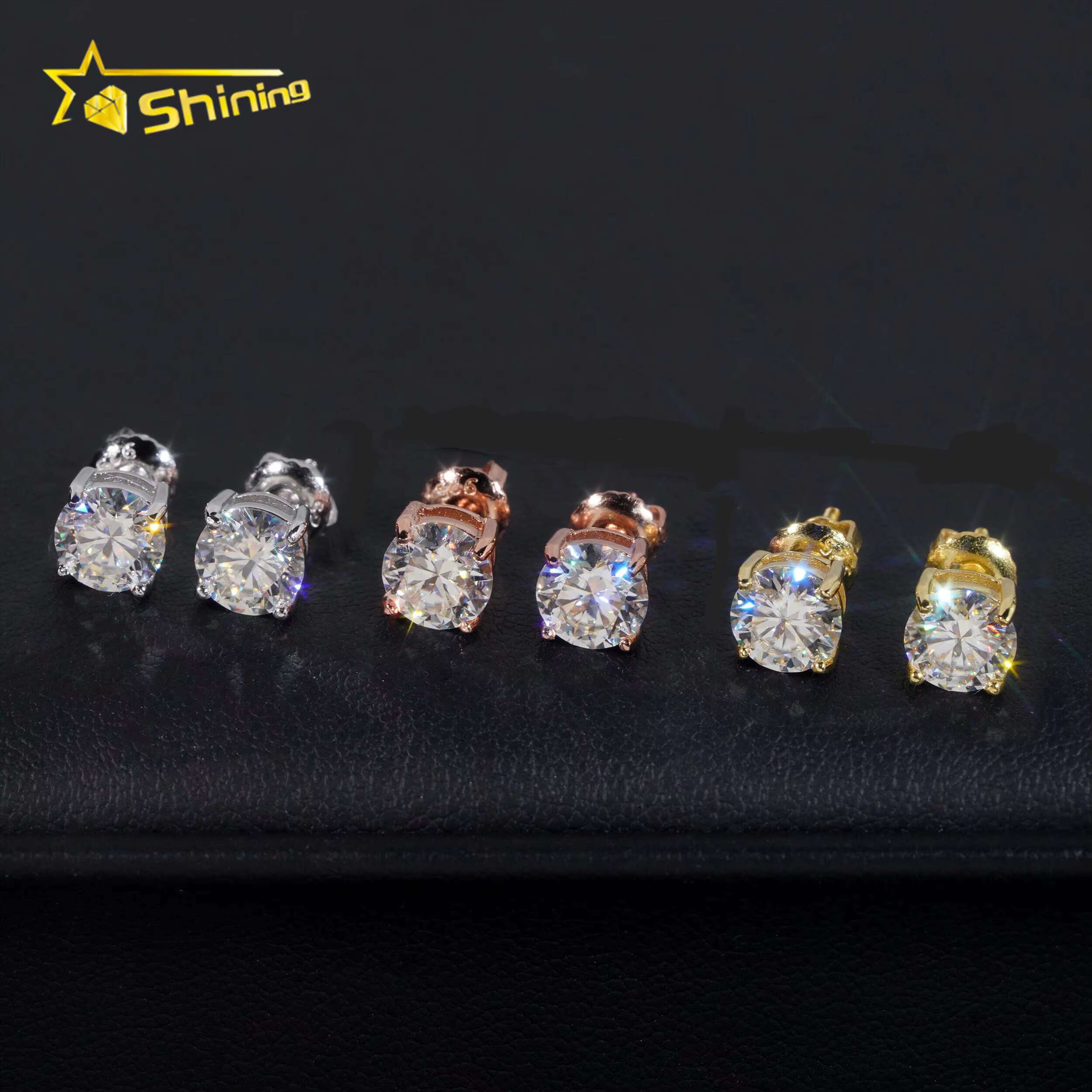 Cheapest Classical 4prongs Moissnaite Sier Gold Plated Screw Back Stud Earring Trendy Find Jewelry