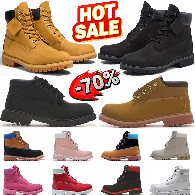 Designer tims boots men women sneakers Wheat White Black Grey Pink Brown Camo Red ankle Flat heel booties mens trendy outdoor winter shoes
