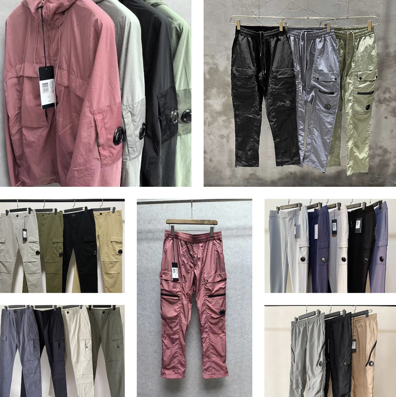 Designer Nylon Pants Men's Urban Outdoor Drawstring Waist Elastic Hem Quick Dry Pleated Workwear Pants Casual Trousers for Women Nylon Fabric C2