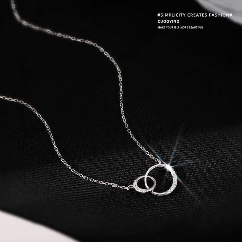 New S Sterg Sier Geometric Shiny Rectangle Pendant Zircon Zirconia Necklace for Girls Fine Jewelry Wholesale