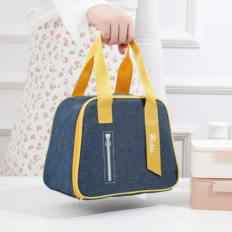 Portable lunch bag box insulated canvas handbag school bento portable dinner container picnic food storage 250401