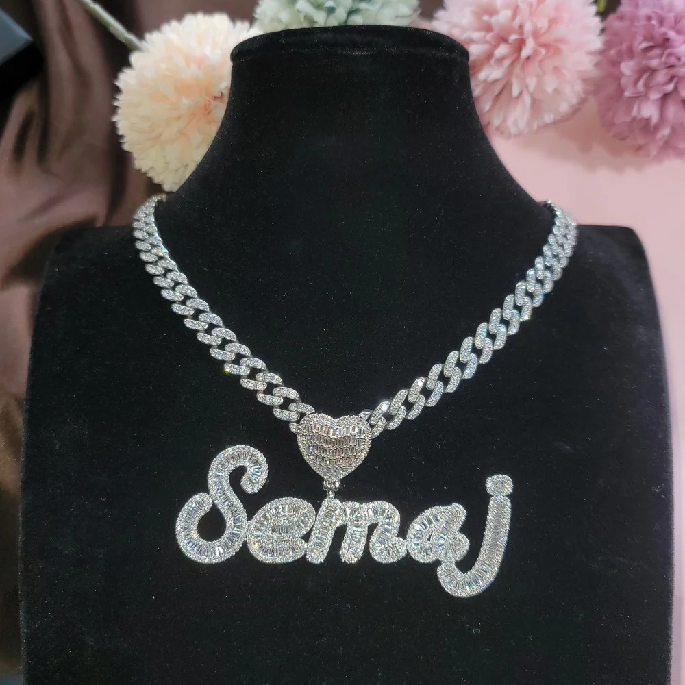 Iced Out Custom Name CZ Initial Letters Pendant with Infinity Cuban Chain Hip Hop Necklace Personalized Jewelry Gift 251105 - view 5
